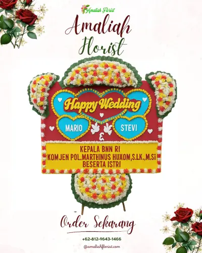 Karangan Papan Bunga Pernikahan di Angkah